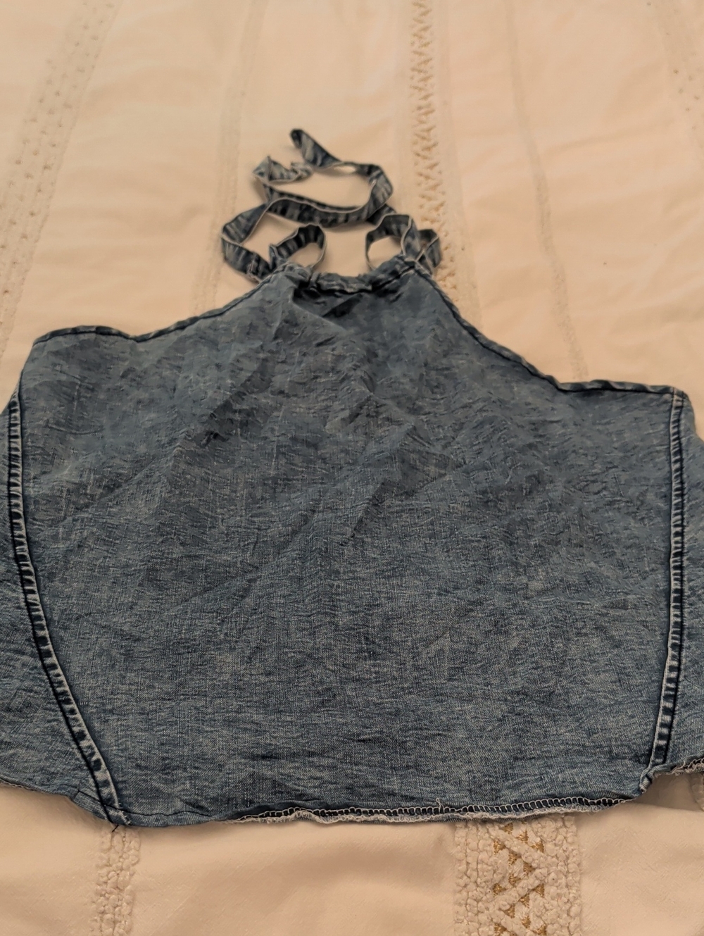 Light Blue Denim Halter Crop Top